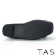 【TAS】氣質款蝴蝶結真皮方頭平底鞋(黑色)