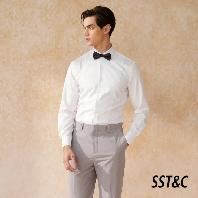 【SST&C 新品９折】米蘭系列 抗皺白色拼接禮服款標準版襯衫0312403001