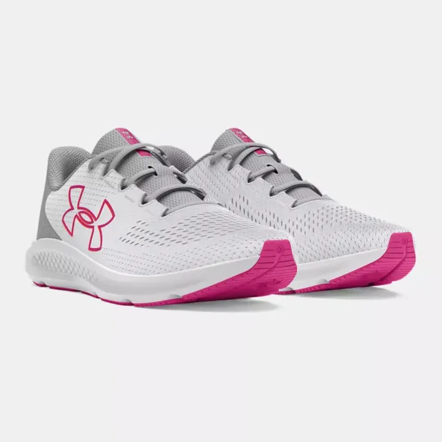 【UNDER ARMOUR】慢跑鞋 女鞋 運動鞋 緩震 CHARGED PURSUIT 3 BL 灰粉 3026523-106