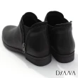 【DIANA】3.5cm質感水染雙色牛皮復古拉鍊質感設計低跟短靴-(黑咖啡)