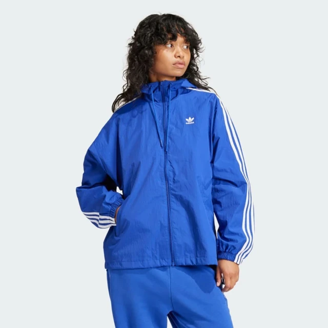 adidas 愛迪達 外套 女款 運動外套 風衣外套 寬鬆 三葉草 3 S WINDBREAKER 藍 IR8097