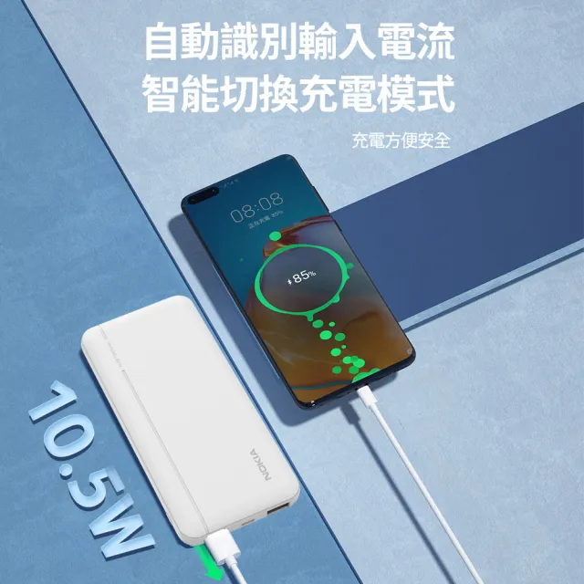 【NOKIA】10000mAh 輕薄 雙輸出 行動電源(E6205-1)