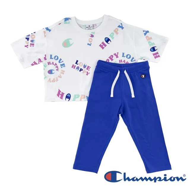 【Champion】官方直營-印花LOGO圖騰短袖套裝-童裝(2色-MOMO獨家)