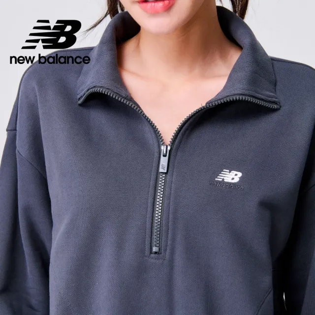 【NEW BALANCE】NB 半開襟上衣_女裝_墨灰色_AWT31501ACK(亞版 版型正常)