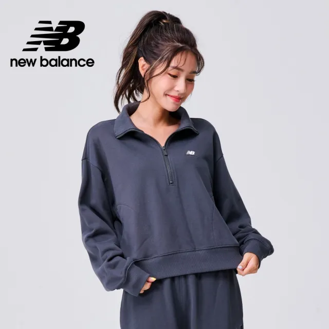 【NEW BALANCE】NB 半開襟上衣_女裝_墨灰色_AWT31501ACK(亞版 版型正常)