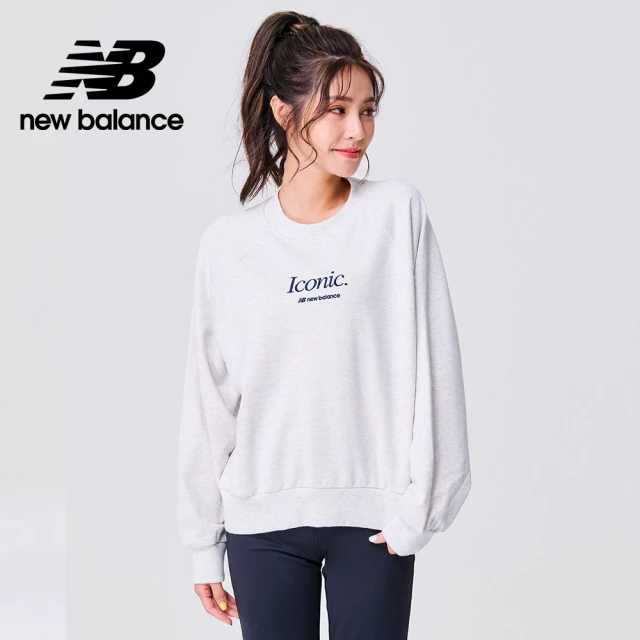 NEW BALANCE NB 電繡Iconic長袖上衣_女裝_米灰色_AWT31557SAH(亞版 版型正常)