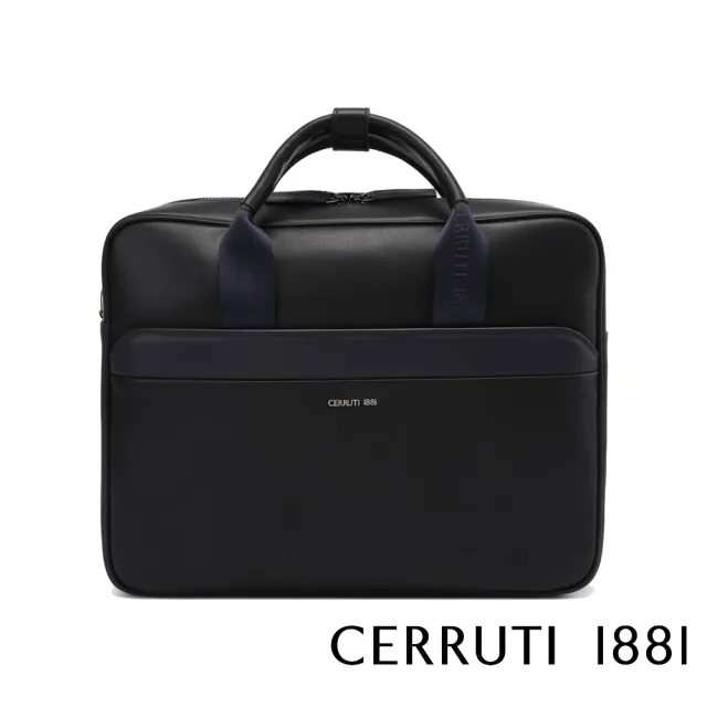 【Cerruti 1881】義大利原裝進口 頂級小牛皮公事包/斜背包 CECA04657M(黑色)