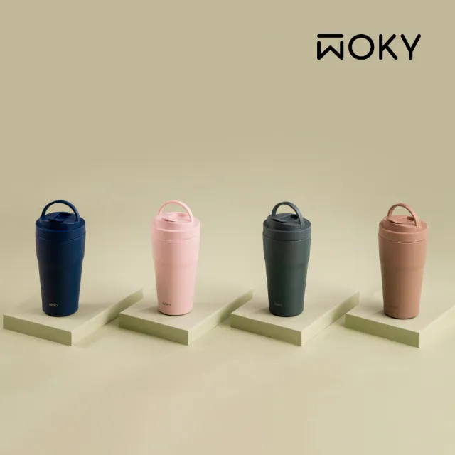 【WOKY 沃廚】渾圓杯 雙層陶瓷款550ml(隨行杯/吸管杯/保溫杯/保溫瓶;不附吸管)