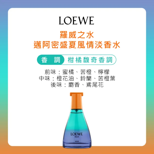 【LOEWE 羅威】羅威之水邁阿密盛夏風情淡香水50ml(平行輸入)