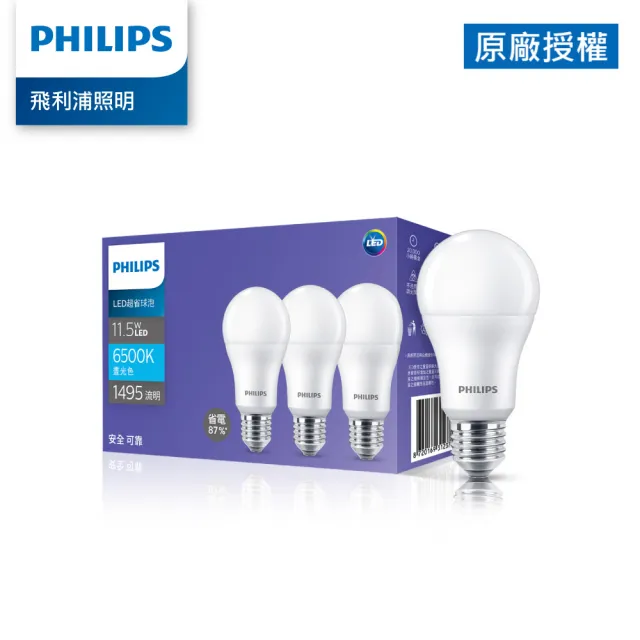 【Philips 飛利浦】11.5W超省球泡燈LED燈泡 3入(PL301/PL302/PL303)