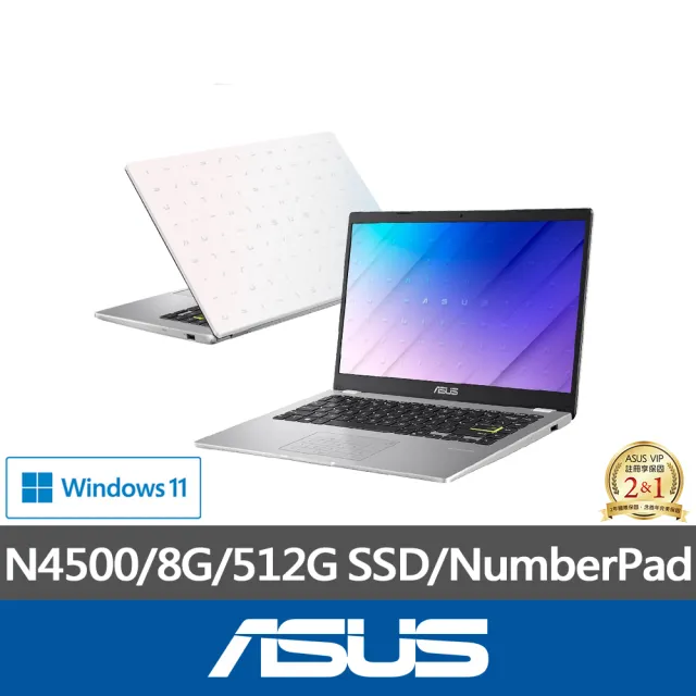 【ASUS】+24型螢幕組★14吋N4500輕薄筆電(E410KA/N4500/8G/512G SSD/W11)
