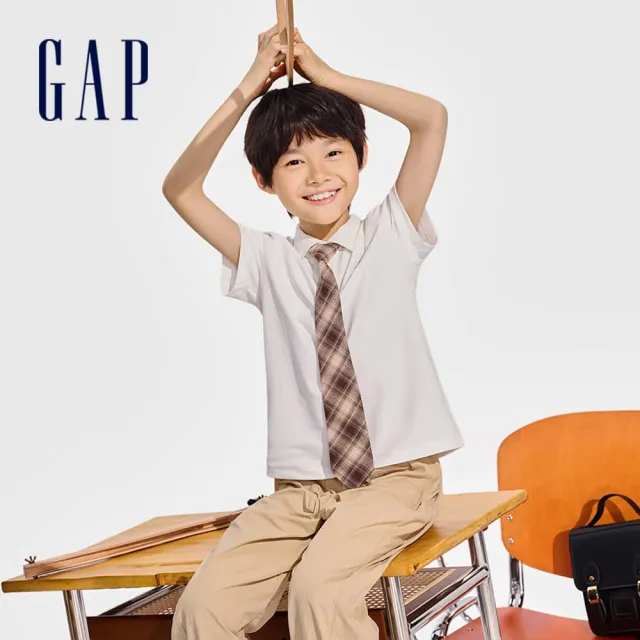 【GAP】男童裝 Logo短袖POLO衫-白色(890536)