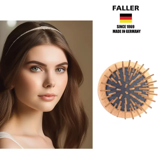 【FALLER 芙樂】德國製FSC櫸木可收攏圓形氣墊梳(隨身梳/ 氣墊圓梳/ 防靜電梳 /包包梳/圓氣墊梳/雙11)