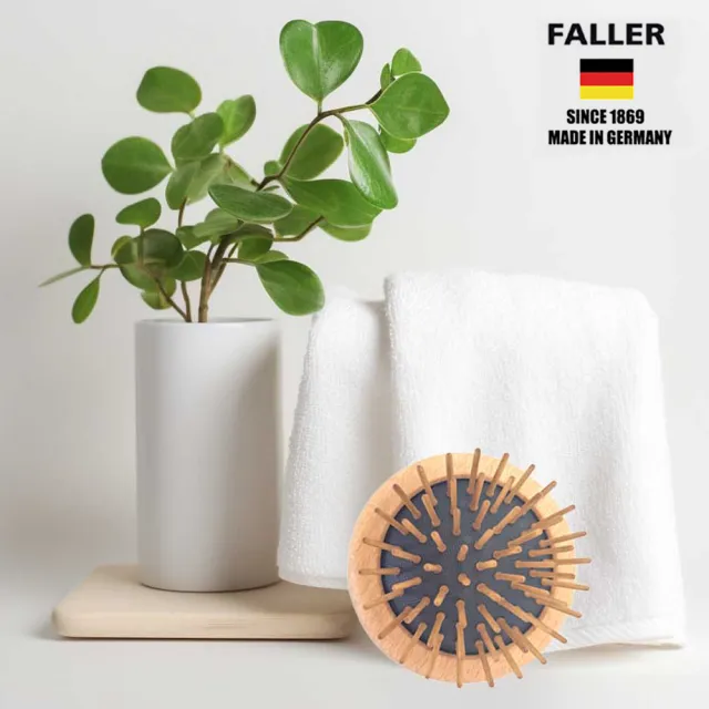 【FALLER 芙樂】德國製FSC櫸木可收攏圓形氣墊梳(隨身梳/ 氣墊圓梳/ 防靜電梳 /包包梳/圓氣墊梳/雙11)