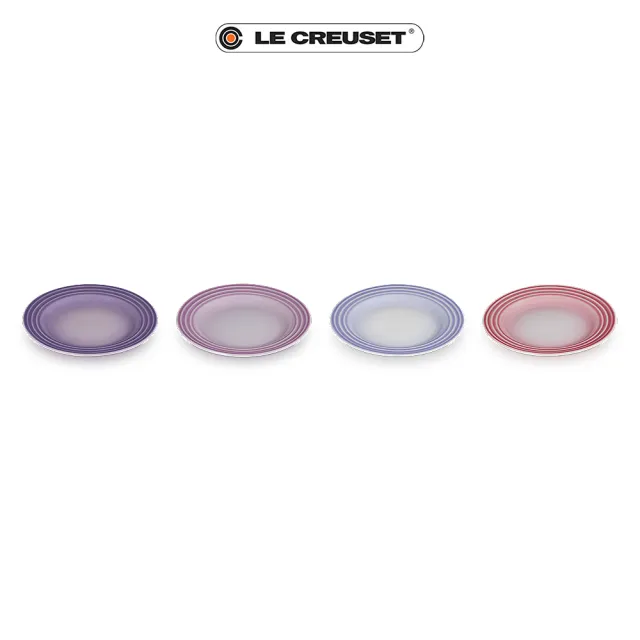 【Le Creuset】復古調色盤系列 瓷器圓盤組17cm - 4入(藍鈴紫/卡特蘭/淡粉紫/綻放粉)