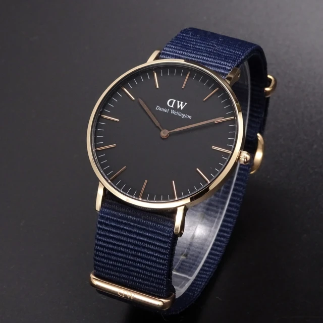 Daniel Wellington Daniel Wellington帆布風格時尚腕錶黑+帆布藍-36mm-DW00100281