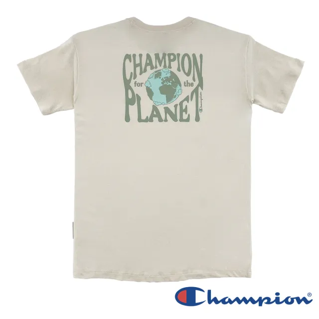 【Champion】官方直營-環保系列印花寬版洋裝-童裝(淺米色-MOMO獨家)