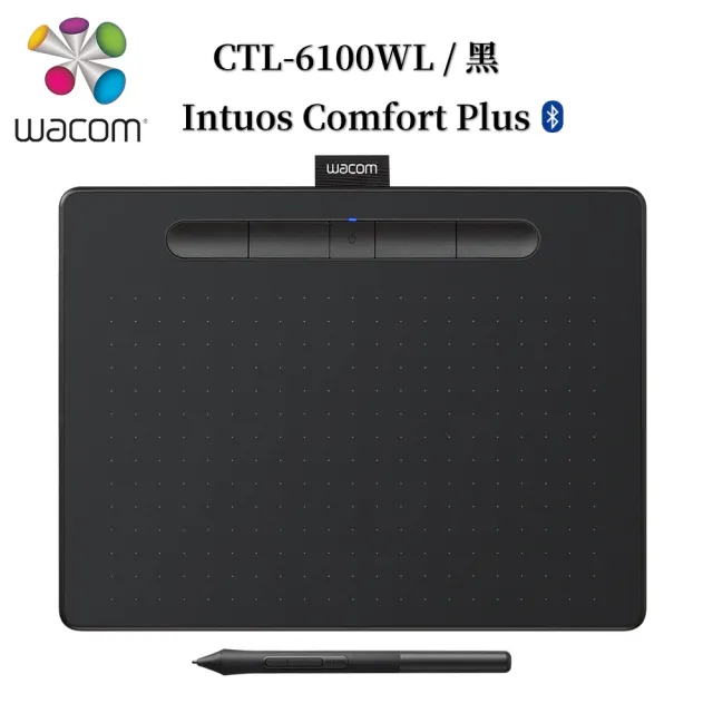 【Wacom】福利品◆Intuos Comfort Plus Medium 藍牙繪圖板-黑色(CTL-6100WL/K0-C)