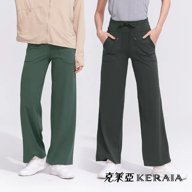 【KERAIA 克萊亞】自在旅程高彈抽繩寬版韻律褲(兩色；M-XL)