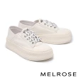 【MELROSE】美樂斯 潮流數字造型鞋帶牛皮QQ厚底休閒鞋(白)
