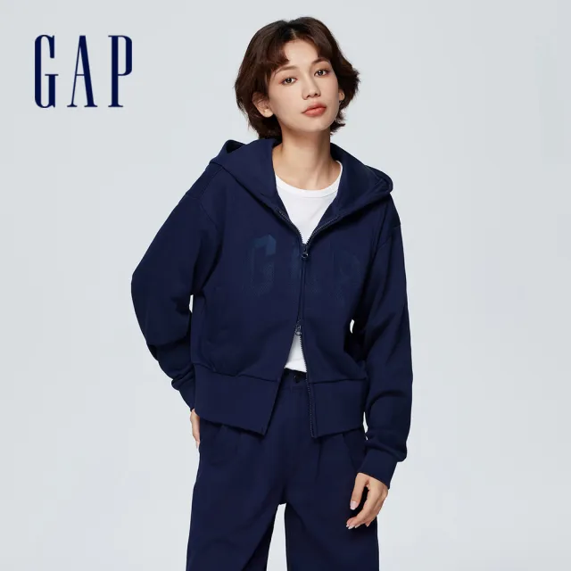 【GAP】女裝 Logo連帽外套-海軍藍(873736)