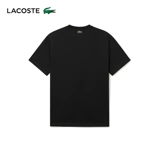 【LACOSTE】男裝-電繡R Lacoste字母素色短袖T恤(黑色)