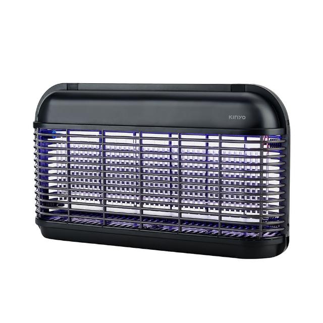 KINYO KL-8121 電擊式捕蚊燈，內建12顆燈珠，有效吸引並滅蚊。採用墨黑與純白兩種顏色選擇，尺寸為W310xH240xD30mm，產地中國，BSMI免驗許可。設計簡潔，安裝方便，適合居家或辦公室使用，提供安心的防蚊解決方案。