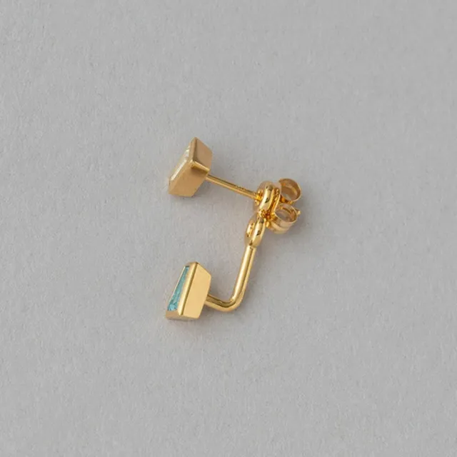 【ete】Wrap Pierce 雙寶石包覆造型單耳環(金色)