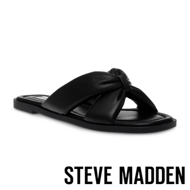 【STEVE MADDEN】ANDREYA 交叉扭結拖鞋(黑色)