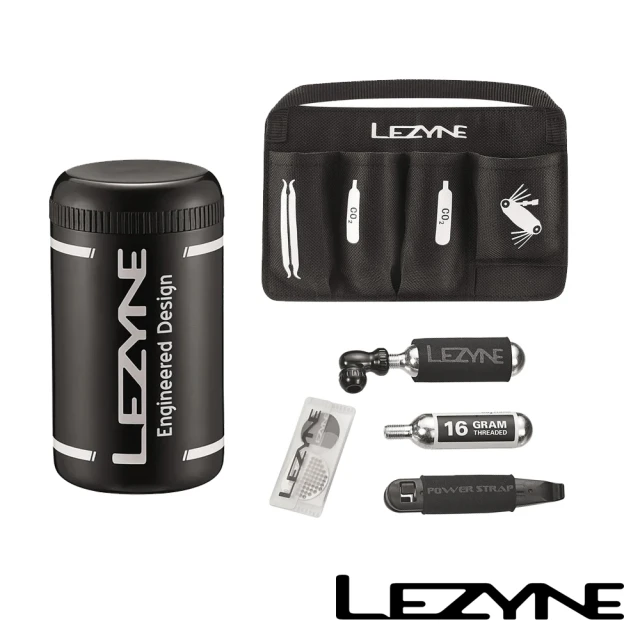 【LEZYNE】工具罐組 附CO2鋼瓶+挖胎棒+補胎片 FLOW CADDY+REPAIR KIT(工具收納/灌氣/補胎/自行車)