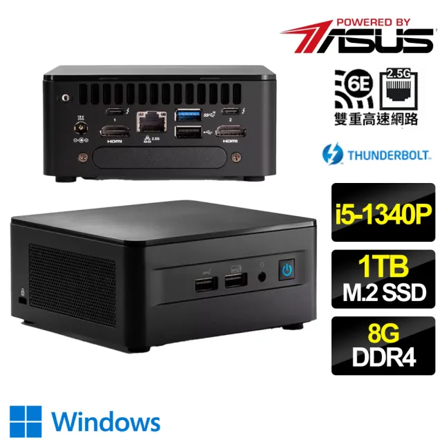 【ASUS 華碩】NUC i5十二核 WIN11P {萬界不滅} 迷你電腦(i5-1340P/8G/1TB M.2)