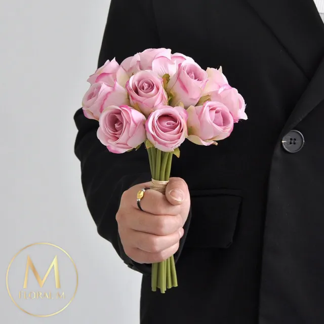 【Floral M】法式西麗雅玫瑰公主粉仿真花花材（10入組）(人造花/塑膠花/假花/裝飾花)