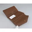 【COACH】COACH Envelope浮雕金字LOGO印花設計PVC 5卡釦式手拿長夾(卡其x褐)