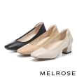 【MELROSE】美樂斯 雲朵後跟 極簡蜥蜴紋羊皮方頭高跟鞋(杏)