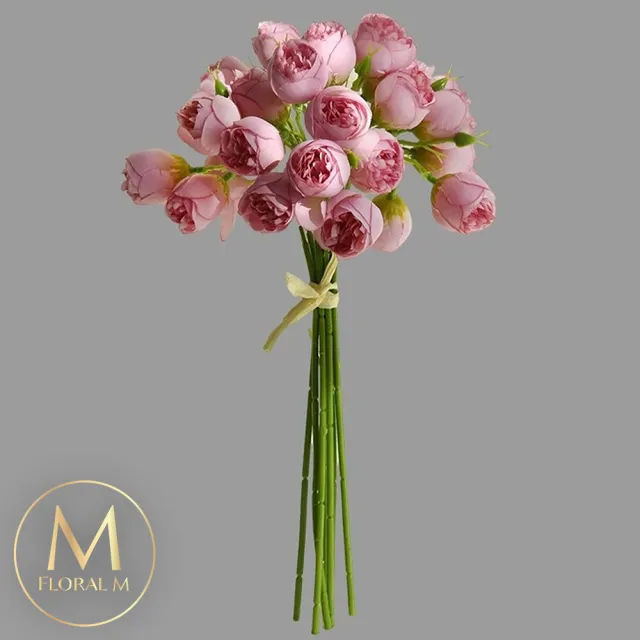【Floral M】奧斯丁蜜桃粉牡丹仿真花花材（1入組）(人造花/塑膠花/假花/裝飾花)
