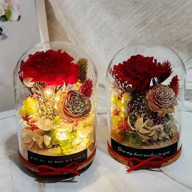 【OSTARA FLORIST 奧斯塔拉花藝】庭園風格永生康乃馨、玫瑰罩鐘(康乃馨、母親節、情人節、紀念日、生日)