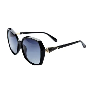 【MEGASOL】UV400防眩偏光太陽眼鏡時尚女仕大框矩方框墨鏡(大框時尚豹高貴魚子醬黑水鑽鏡架1957-5色選)