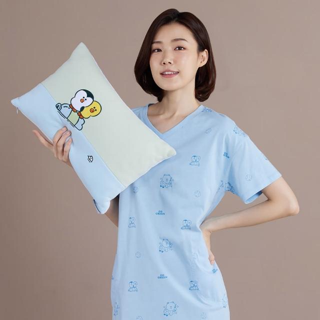 【YVONNE 以旺傢飾】莎莉企鵝方形抱枕 30x45公分(若草綠 LINE FRIENDS)