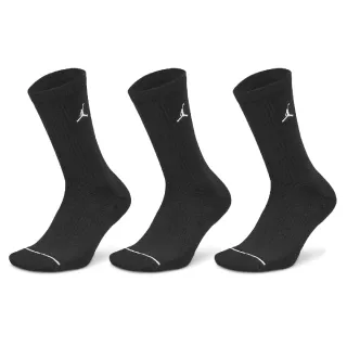 【NIKE 耐吉】襪子 Jordan Everyday 男女款 黑 長襪 刺繡 三雙入 喬丹 飛人(DX9632-010)