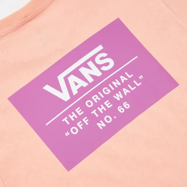 【VANS 官方旗艦】Box Logo 中童款蜜桃色短袖T恤