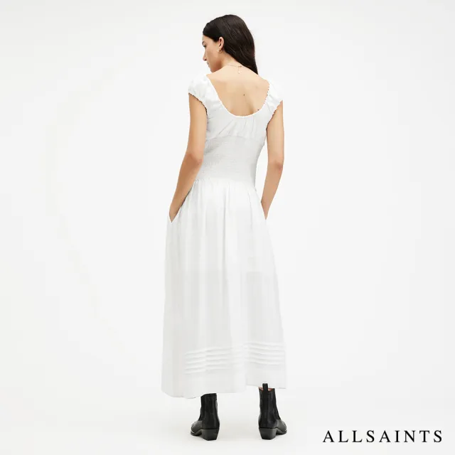 【ALLSAINTS】ELIZA 輕盈修身抽皺中長版洋裝 W206DA(修身版型)