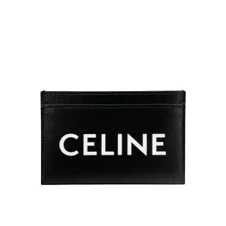 【CELINE】品牌logo滑面牛皮卡片夾(黑)