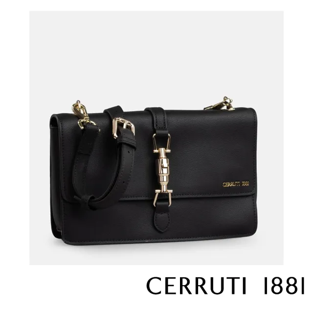【Cerruti 1881】義大利原裝進口 頂級小牛皮手提包/肩背包 CEBA05579M(黑色)