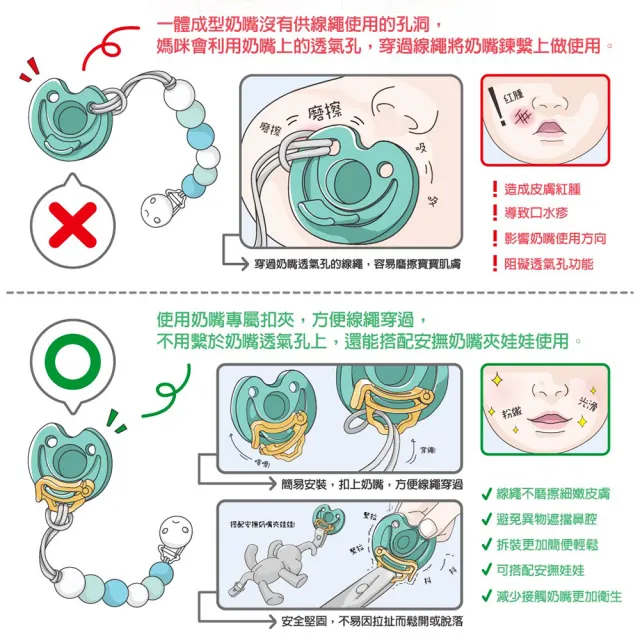 【Baby Garden】香草奶嘴萬用扣夾2入組 藍+黃(銜接奶嘴鍊.奶嘴娃娃)