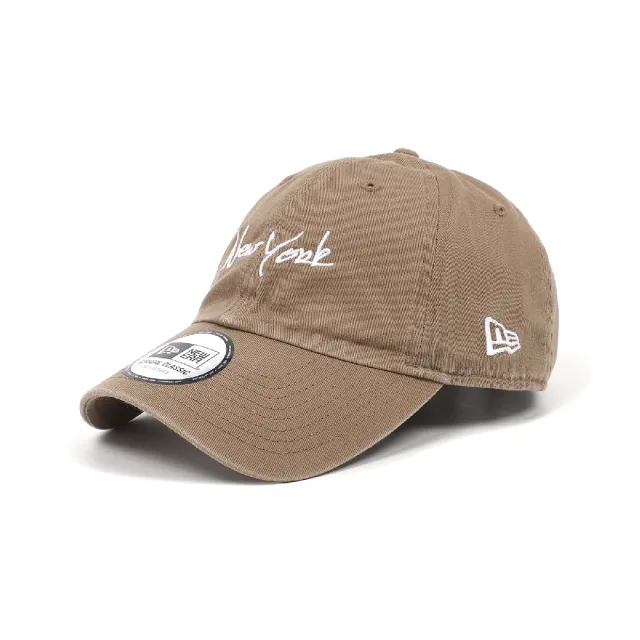 【NEW ERA】棒球帽 Classic Essential New York 棕白 可調帽圍 刺繡 老帽 帽子(NE70782545)