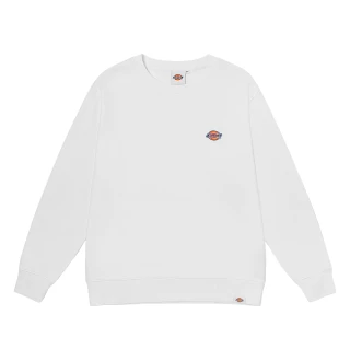 【Dickies】女款白色純棉經典三色Logo大學T｜DK011036C4D