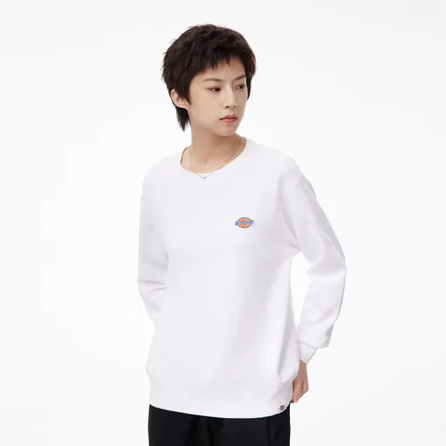 【Dickies】女款白色純棉經典三色Logo大學T｜DK011036C4D