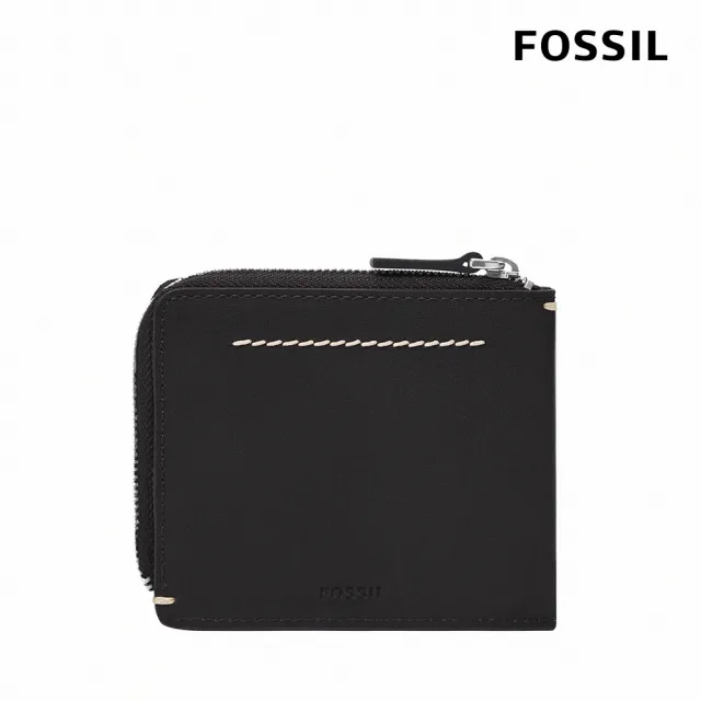 【FOSSIL 官方旗艦館】Westover 真皮拉鍊L型卡片夾包2件組-黑色 ML4594001(禮盒組附鐵盒)