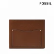 【FOSSIL 官方旗艦館】Anderson 波浪造型真皮零錢袋短夾-咖啡色 ML4579210(禮盒組附鐵盒)