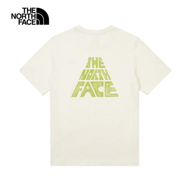 The North Face 北面男款米白色吸濕排汗大尺寸品牌印花舒適短袖T恤｜88GUQLI